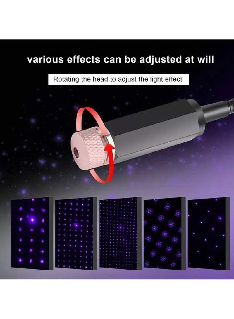 مصباح ليلي للسيارة مزود بجهاز عرض نجوم يعمل بمنفذ USB، قابل للتعديل بزاوية 360 درجة، يُحاكي سماءً مرصعة بالنجوم، مصباح سيارة محمول لتزيين سقف السيارة، مناسب لغرفة النوم، السيارة، الحفلات، الجدران، والأسقف، لون أزرق بنفسجي - Image 4