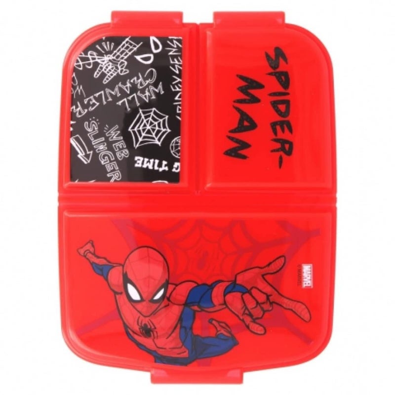 OM SUPPLIES Spiderman Reusable Sandwich Lunch Box 3 Multi Compartment Kids Children School Spiderman