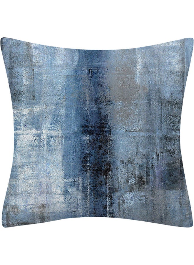 غطاء وسادة من البوليستر مزين بطبعة أزرق/رمادي 45x45سم