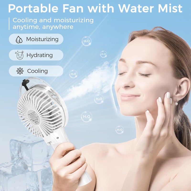 COMLIFE Portable Handheld Misting Fan, 3000mAh Rechargeable Battery Operated, 180° Foldable, Mini Personal Fan with Water Sprayer for Travel, Makeup, Home, Office, Camping, Outdoors - Image 2