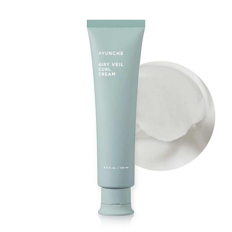 AYUNCHE Airy Veil Hair Curl Cream 507 fl oz 150ml  Healthy Curl Cream for Natural Wavy Hair  AntiFrizz Heat Protection and Light Finish  Korean Salon Brand