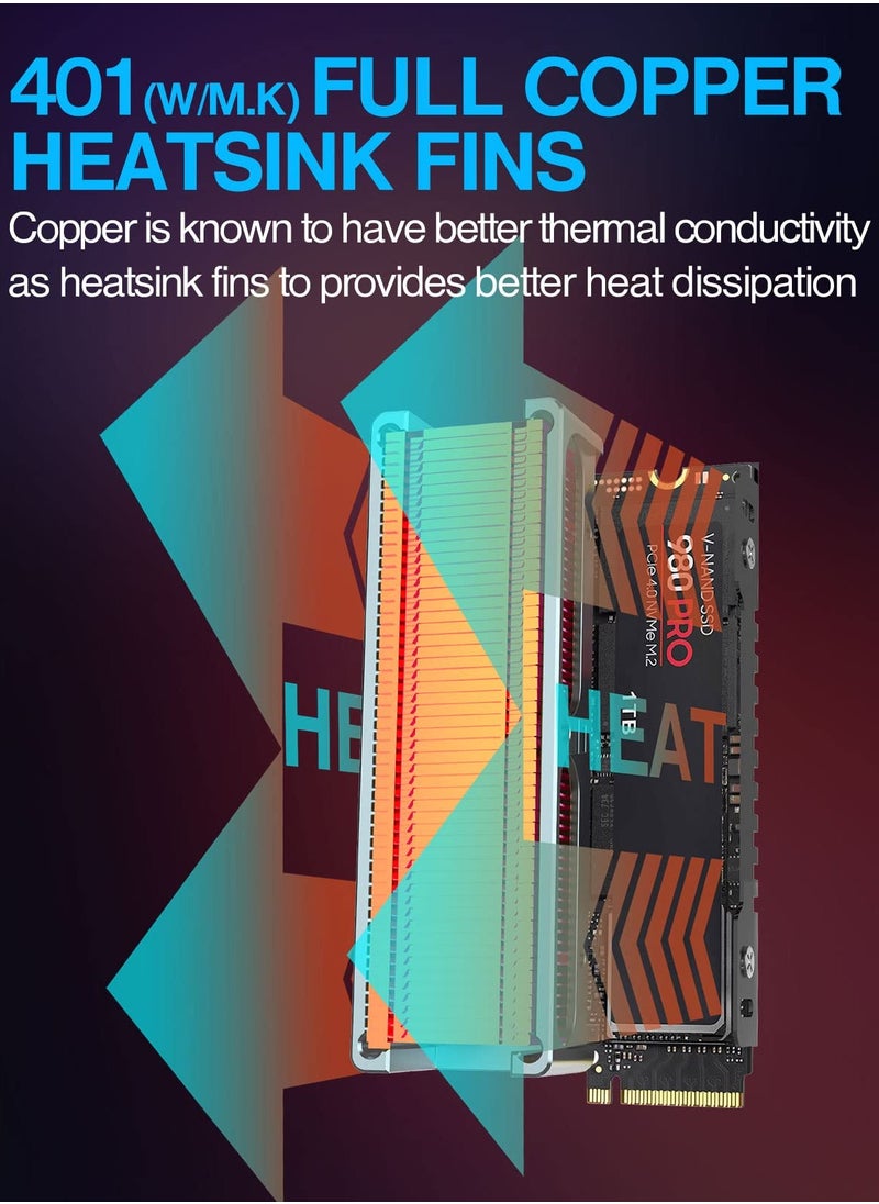 KASTWAVE - Q150 M.2 2280 SSD heatsink, Double-Sided Heat Sink, Fins with Aluminum Frame Passive Heat Sinks for M.2 SSD PC and Computer,Desktop High Performance SSD Cooler - Image 1