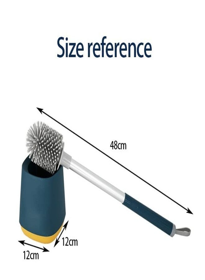 TONSYL TPR Heavy Duty Manual Soft Silicone Antibacterial Bristle Toilet Bowl Brushwall-Mounted and Holder Set for Bathroom Cleaning for Household. Aluminum Alloy Pole Included Easy Clean Set. - Image 2