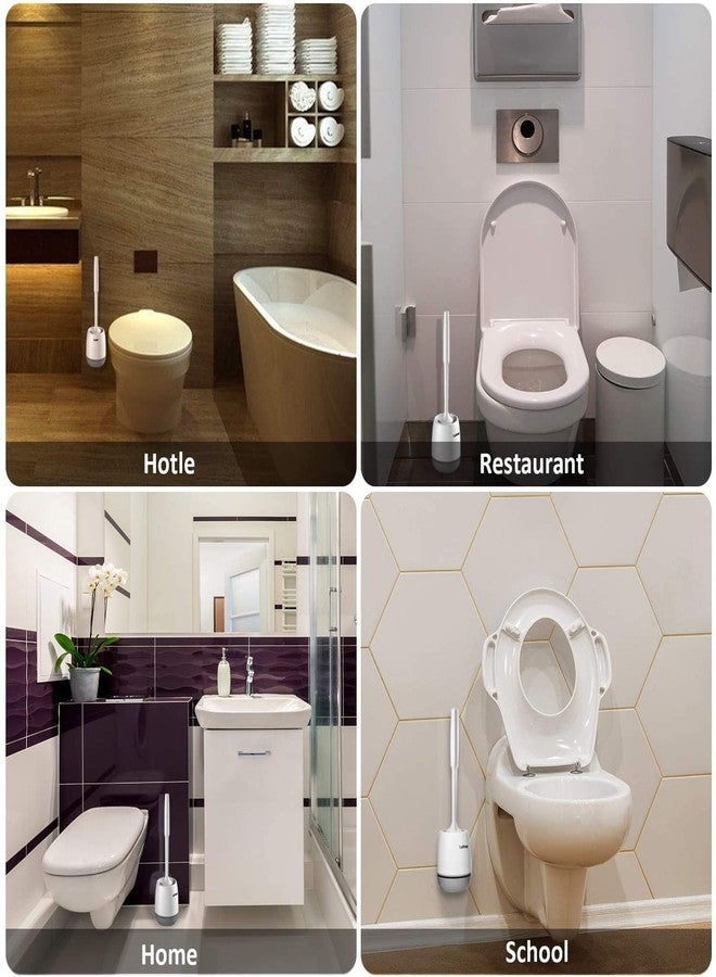 TONSYL TPR Heavy Duty Manual Soft Silicone Antibacterial Bristle Toilet Bowl Brushwall-Mounted and Holder Set for Bathroom Cleaning for Household. Aluminum Alloy Pole Included Easy Clean Set. - Image 4