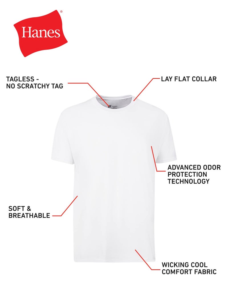 Hanes Men's Cotton, Moisture-Wicking Crew Tee Undershirts, Multi-Packs, White - 6 Pack, Small, 2135P6 - Image 5
