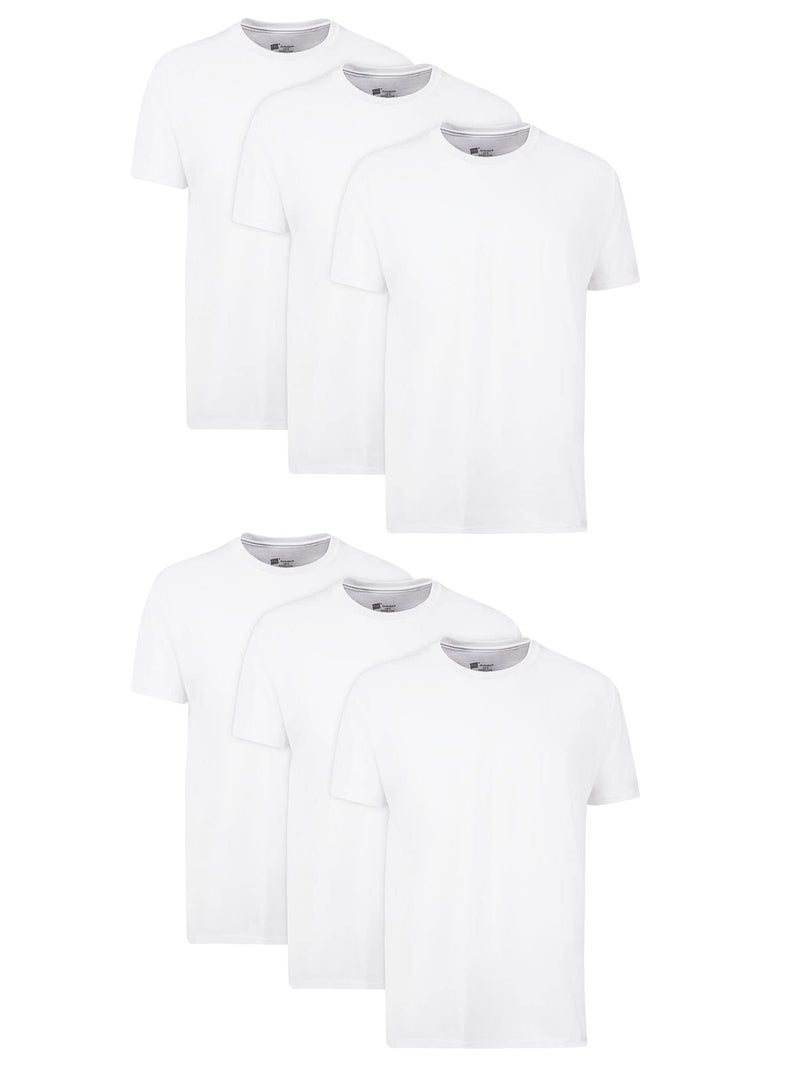 Hanes Men's Cotton, Moisture-Wicking Crew Tee Undershirts, Multi-Packs, White - 6 Pack, Small, 2135P6 - Image 1