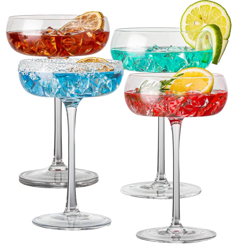 wookgreat wookgreat Unique Martini Glasses 8 oz Vintage Art Deco Coupe Glasses Set of 4 Classic Cocktail Glasses Elegant Hand Blown Crystal Manhattan Goblet for Bar Martini Cosmopolitan Gimlet Pisco Sour 