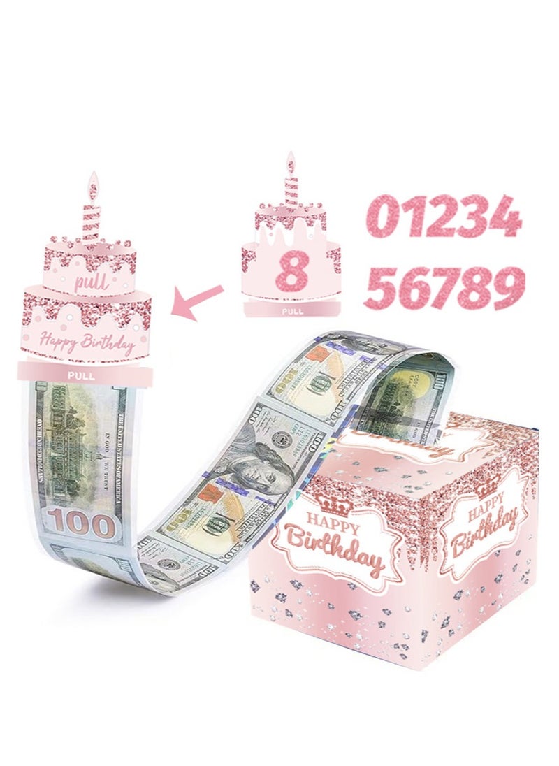 Generic Happy Birthday Surprise Money Pull Box with DIY Stickers, Creative Cash Gift Pull Out Cake Card for Any Age, Includes 50Pcs Bags, Perfect for Birthday Party and Celebrations  - Image 1