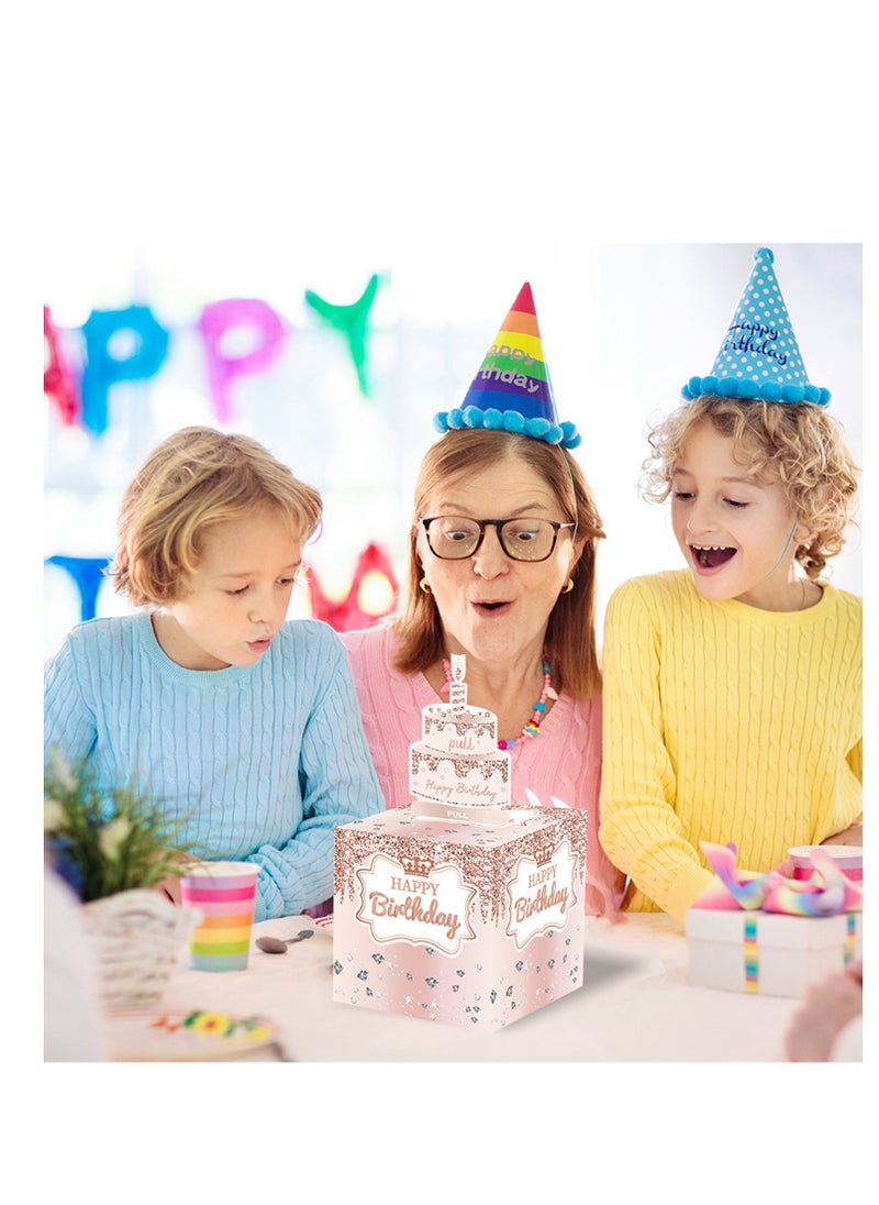 Generic Happy Birthday Surprise Money Pull Box with DIY Stickers, Creative Cash Gift Pull Out Cake Card for Any Age, Includes 50Pcs Bags, Perfect for Birthday Party and Celebrations  - Image 4