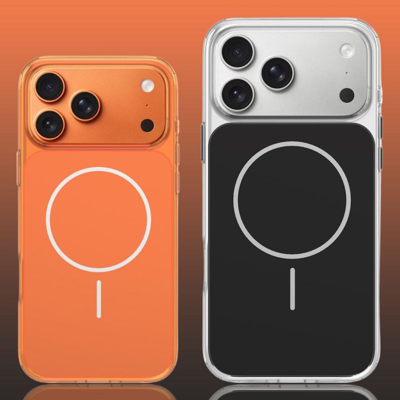 غطاء هاتف بلون برتقالي للخلف مخصص لـ iPhone 16 Pro Max، بتصميم بسيط، حامل مغناطيسي قوي للسيارة، مقاوم للاصفرار، يدعم الشحن اللاسلكي - Image 1
