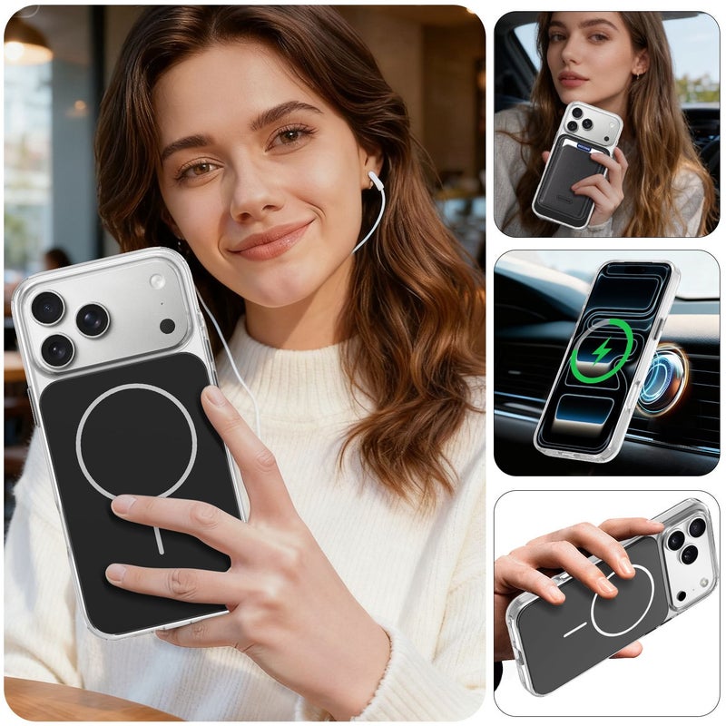 غطاء هاتف بلون برتقالي للخلف مخصص لـ iPhone 16 Pro Max، بتصميم بسيط، حامل مغناطيسي قوي للسيارة، مقاوم للاصفرار، يدعم الشحن اللاسلكي - Image 2