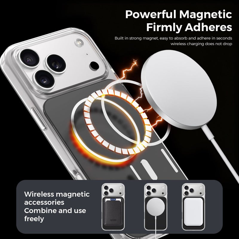 غطاء هاتف بلون برتقالي للخلف مخصص لـ iPhone 16 Pro Max، بتصميم بسيط، حامل مغناطيسي قوي للسيارة، مقاوم للاصفرار، يدعم الشحن اللاسلكي - Image 4
