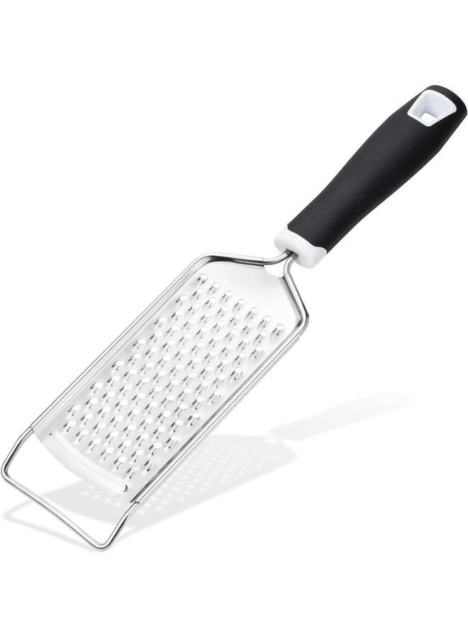 Professional Cheese Graters for Kitchen Stainless Steel Handheld, Metal Lemon Zester Grater With Handle For Cheese, Chocolate, Spices, Kitchen Gadgets And Tools, Soft Grip Handle, Black 