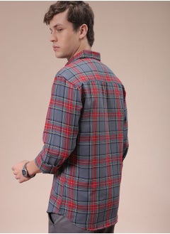 The Indian Garage Co Men Slim Fit Checkered Full Sleeves Cutaway Collar Casual Shirt  - Image 2