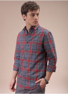 The Indian Garage Co Men Slim Fit Checkered Full Sleeves Cutaway Collar Casual Shirt  - Image 4