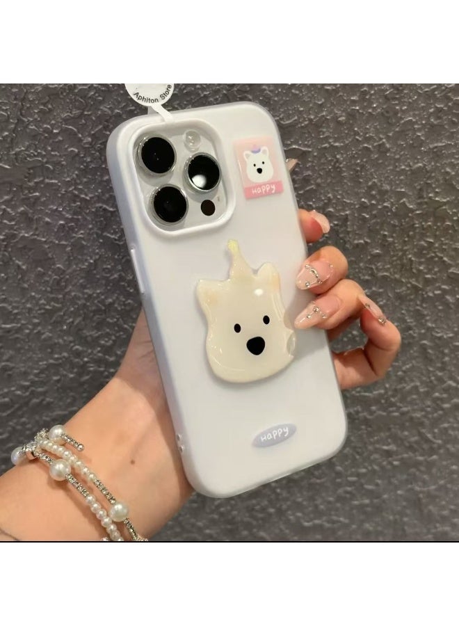 NIBEMINENT Hat Animal Protective TPU Case Cover For iPhone 15, White