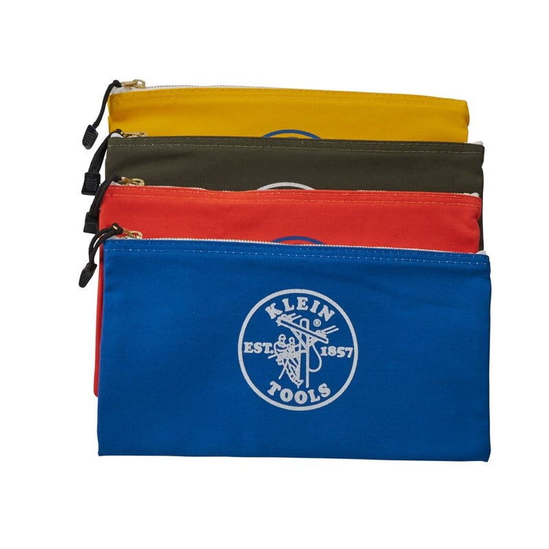 Klein Tools Klein Tools 5140 Canvas Zipper Bag, Tool Pouch, Tool Bag, Utility Bag, Bank Deposit Bag, 12.5 x 7-Inch, Olive/Orange/Blue/Yellow 4-Pack  - Image 5
