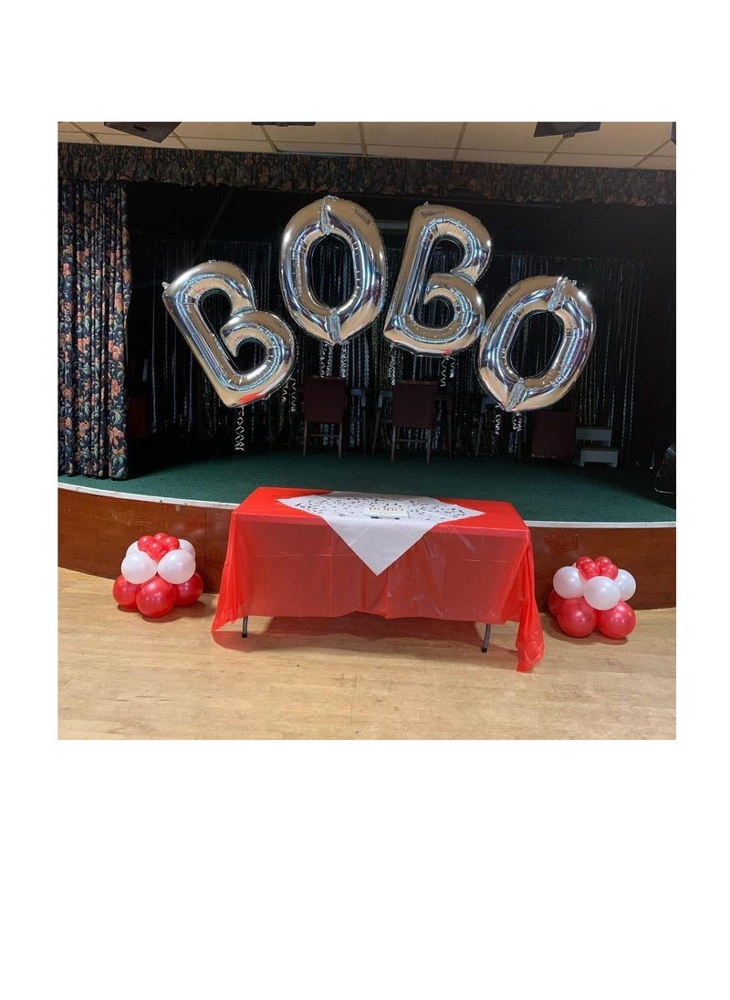 بارتي ويذ إيما الحروف الفضية البالونات من الألف إلى الياء 32 بوصة بالونات الأبجدية الكبيرة الفضة رقائق الهيليوم رسالة بالون لتزيين حفل عيد ميلاد الذكرى السنوية (فضي-الخامس) - Image 3