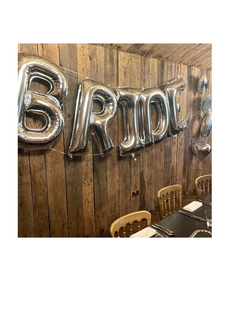 بارتي ويذ إيما الحروف الفضية البالونات من الألف إلى الياء 32 بوصة بالونات الأبجدية الكبيرة الفضة رقائق الهيليوم رسالة بالون لتزيين حفل عيد ميلاد الذكرى السنوية (فضي-الخامس) - Image 2