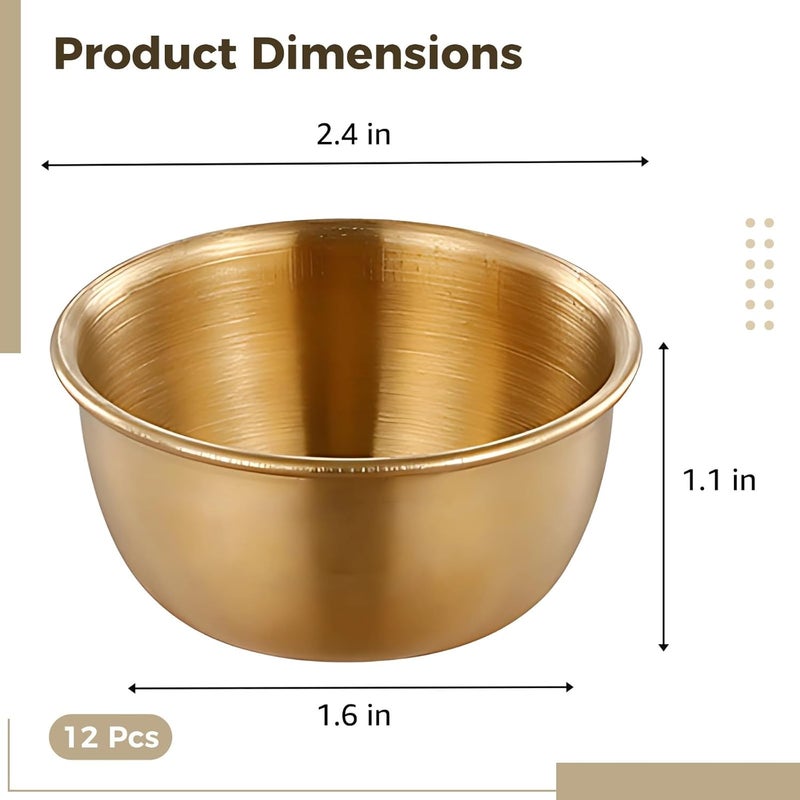 12 Pcs 2.4 In Stainless Steel Dipping Sauce Ramekins With Lids, Golden Condiment Cups, Portable, Reusable For Kitchen Picnic Camping - Image 5