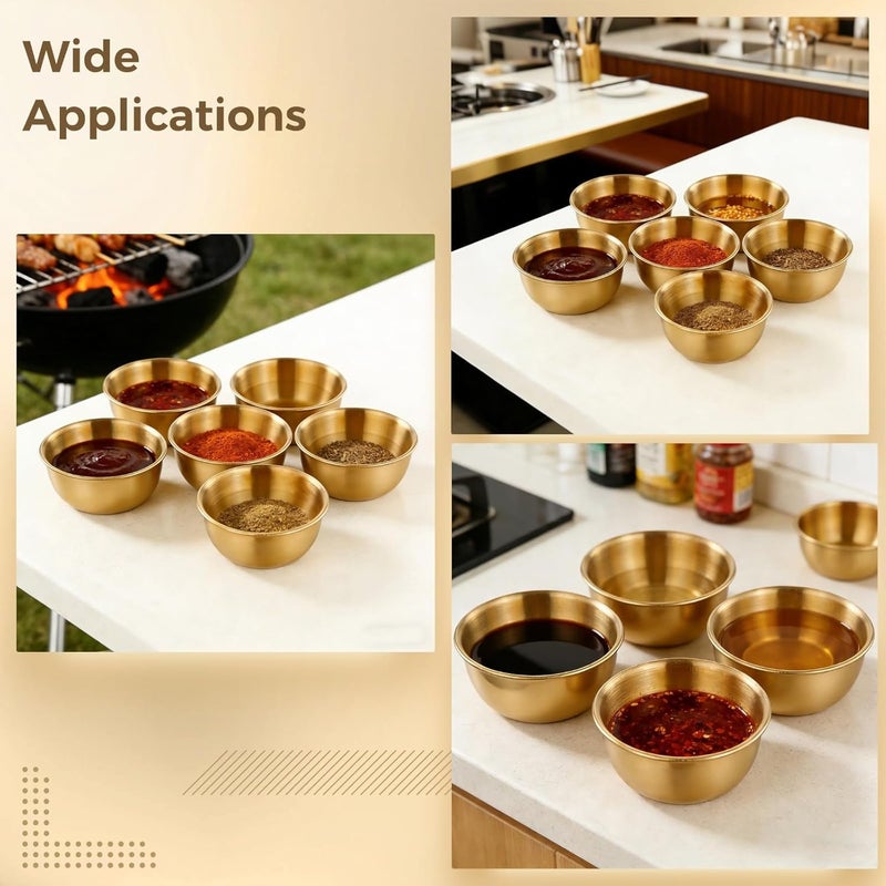 12 Pcs 2.4 In Stainless Steel Dipping Sauce Ramekins With Lids, Golden Condiment Cups, Portable, Reusable For Kitchen Picnic Camping - Image 3