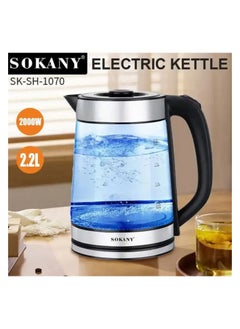 sokany 2.2L 2000W Electric Cordless Glass Kettle with Boil Dry Protection, Detachable Power Base, Auto Shut Off, Fast Boil & Easy to Clean, Ideal for Hot Water, Tea & Coffee  - Image 2