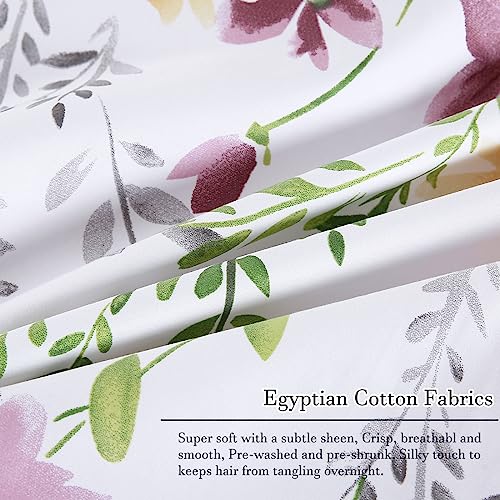 WINLIFE 100% Cotton Pillowcases Garden Floral Printed Pillow Cases Set of 2 Pillow Cover (King Size 20'' x 36'', Lilac) - Image 5