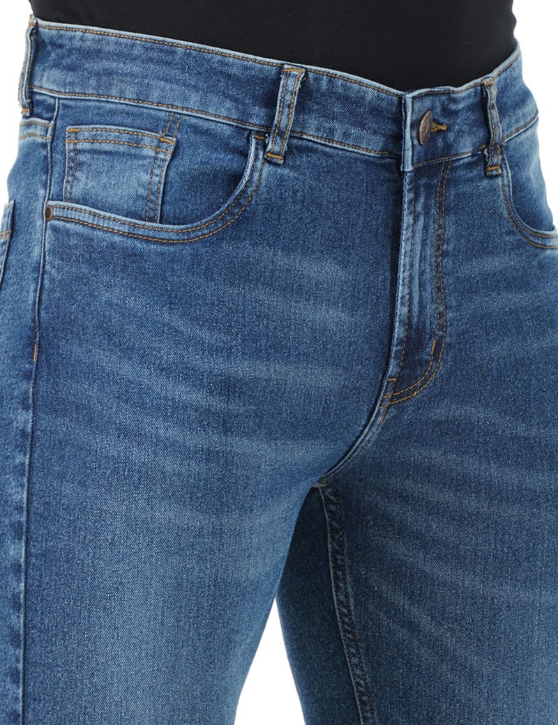 INKD Men's Stretchable Regular Fit Mid Rise Jeans (INDIGO - Sky Why, 32) - Image 4