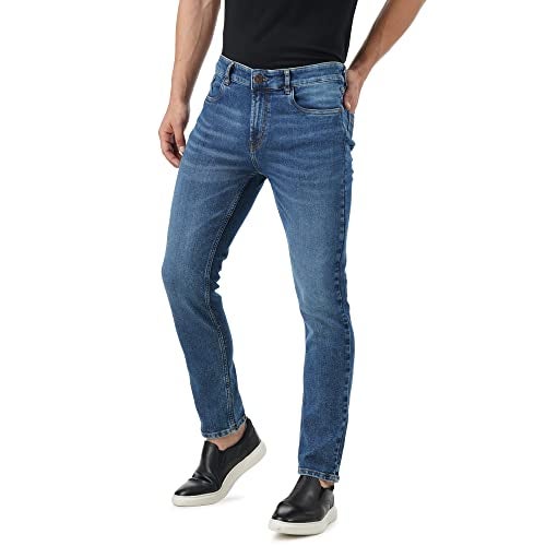 INKD Men's Stretchable Regular Fit Mid Rise Jeans (INDIGO - Sky Why, 32) - Image 3