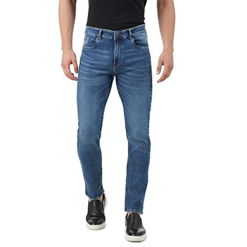 INKD Men's Stretchable Regular Fit Mid Rise Jeans (INDIGO - Sky Why, 32) - Image 1