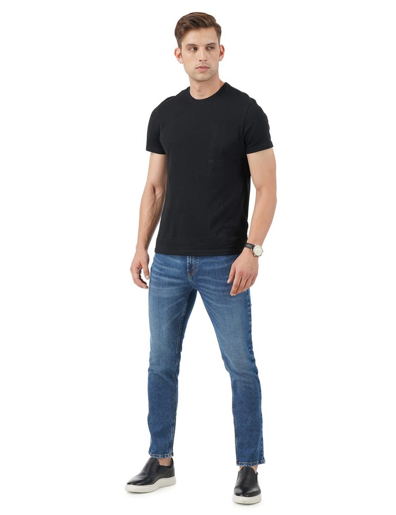 INKD Men's Stretchable Regular Fit Mid Rise Jeans (INDIGO - Sky Why, 32) - Image 5