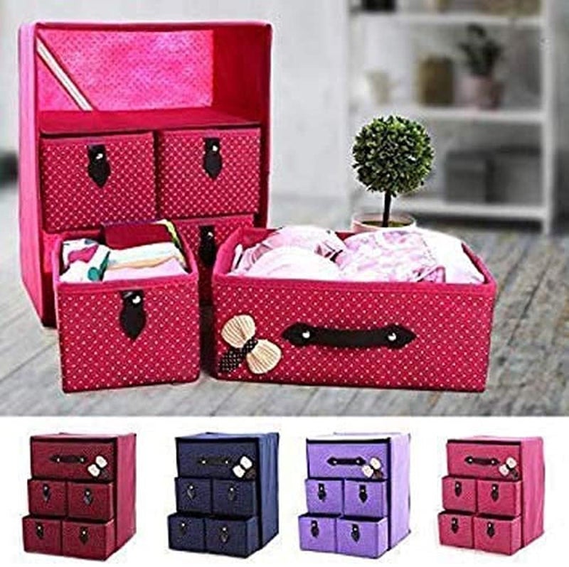 QUPETFoldable 5 Drawer 3 Layer Units Fabric Cabinet Closet Storage Organizer Multicolour Medium 40 X 30 X 20 cm - Image 5