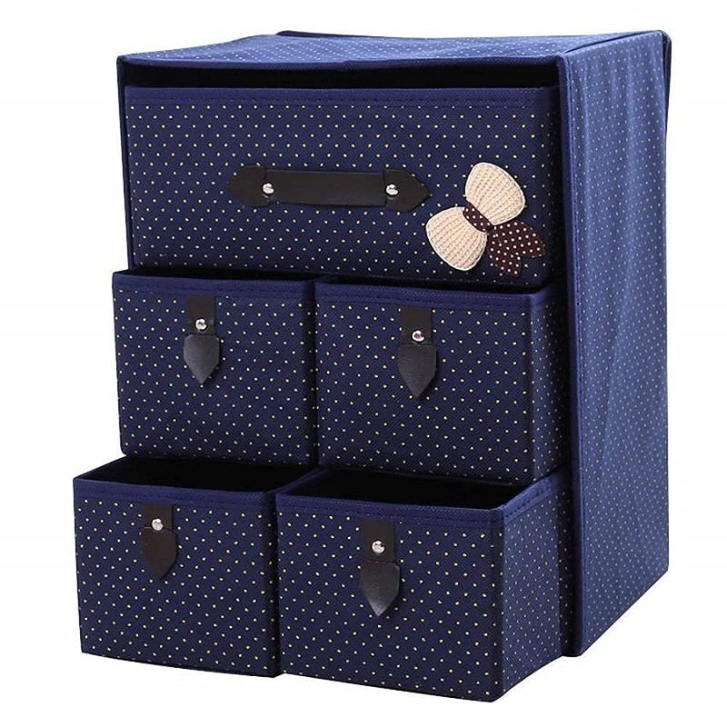 QUPETFoldable 5 Drawer 3 Layer Units Fabric Cabinet Closet Storage Organizer Multicolour Medium 40 X 30 X 20 cm - Image 4