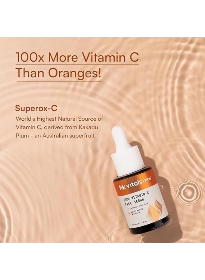 hk vitals 10% Vitamin C Face Serum (30 ml) | With Superox-C & 3-o-Ethyl Ascorbic Acid | Brightens Skin, Evens Out Skin Tone, Reduces Wrinkles - Image 3