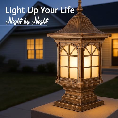 GIGAWATTS 1266 Outdoor Gate Light – 101% Rust & Waterproof Die-Casting Aluminium Exterior Piller Lamp Base Mount for Garden, Boundary Walls & Home Entrances (B22 Holder, Bulb Not Included, Gold) - Image 5