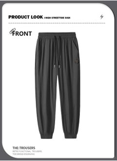 Moovant Men's Trousers, Casual Pants, Jogger Running Ankle Length Thin Quick Drying Ice Silk Pants, Stretch Sweatpants, Pantalones Hombre Bottoms, Deep Grey  - Image 3