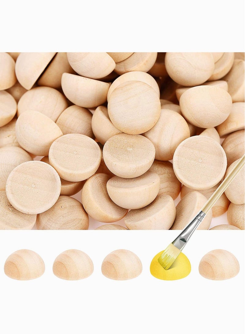 SYOSI Wooden Beads, 200 Pieces Half Wooden Balls Unfinished Split Wood Balls Half Crafts, Mini Half Craft Ball Beads, Natural Balls for Paint DIY Ornament DIY Projects Crafts Arts (15 mm) - Image 1