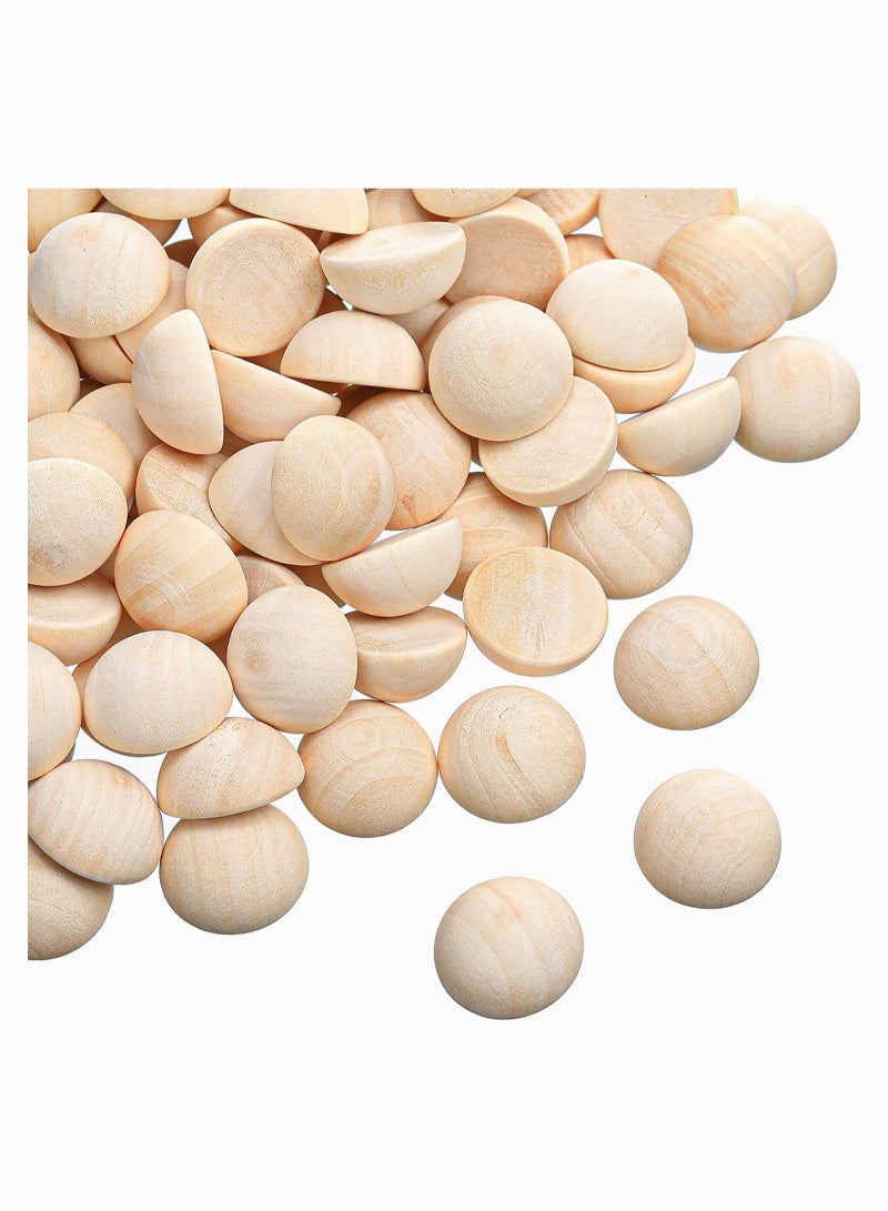 SYOSI Wooden Beads, 200 Pieces Half Wooden Balls Unfinished Split Wood Balls Half Crafts, Mini Half Craft Ball Beads, Natural Balls for Paint DIY Ornament DIY Projects Crafts Arts (15 mm) - Image 2