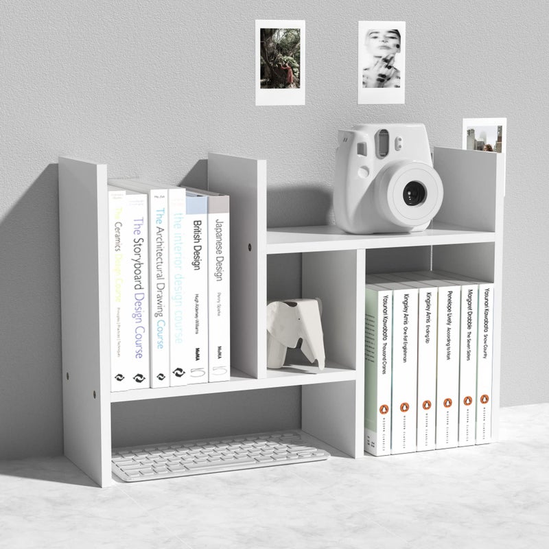 MASAKA B&W MASAKA BW  Kawaii Storage Desktop Organizer for Your Desk Space Double H Plants Display Shelf Home Office Storage Rack Adjustable Stackable for Office Dormitory White01
