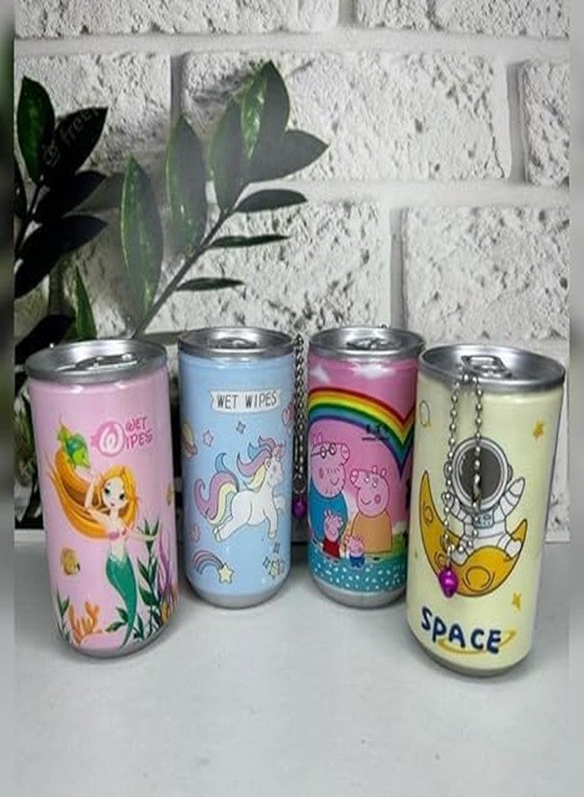 Economical Store 91Pack of 2 Kids Unicorn Mini Wet Wipes Tin Shape Mini Portable Tissue Can for Cleaning Face Body for Kids Women and Men 60PCs Wet Wipes For Outdoor, Office, Travel, Kids School Used - Image 5