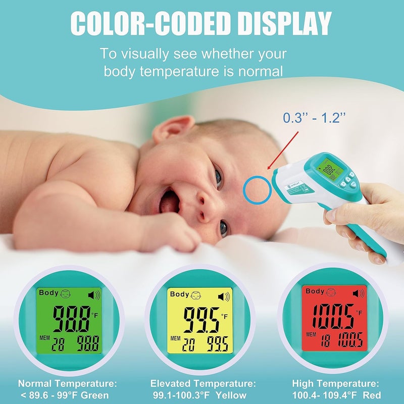 Amplim Forehead Thermometer for Adults Kids and Infants NoTouch Digital Baby Thermometer Temporal Touchless Medical Grade Newborn Thermometer Registry Must Have for Body Fever Temperatures Blue - Image 5