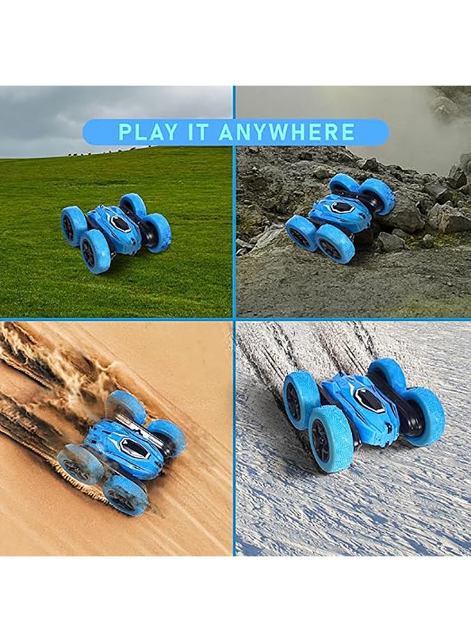 FUNFY Racing Stunt RC Toy Car With 4WD | Blue | With 360 Degree Rotation, Off Road, Double Side Drive, Anti-Slip Vacuum Tires for Shock Absorption and Rechargeable Battery for Kids, Adults and Gifting - Image 5