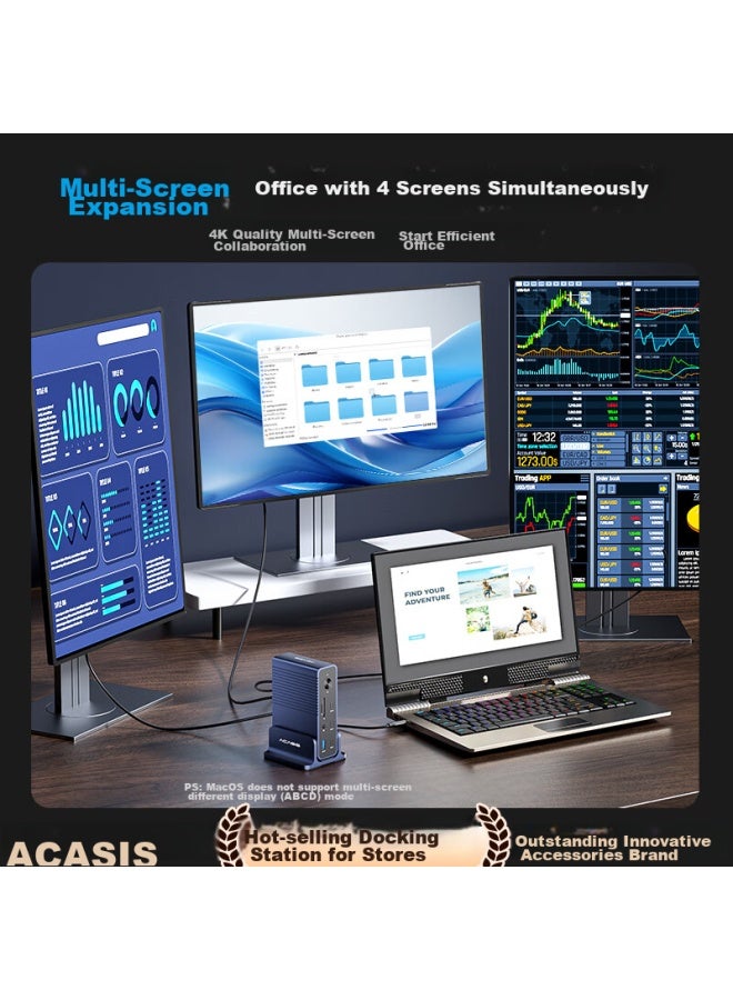 Acasis Akasis Desktop Expansion Dock, Type-c Expansion Dock, Dp Expansion Dock, Thunderbolt 4 Expansion Dock, 4k 60hz, Four-screen Independent Display, Hdmi Graphics Card Expansion Dock, Vertical Computer Desk, Ds-7a15 - Image 2