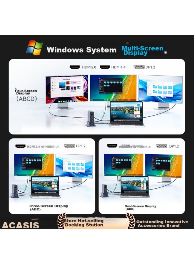 Acasis Akasis Desktop Expansion Dock, Type-c Expansion Dock, Dp Expansion Dock, Thunderbolt 4 Expansion Dock, 4k 60hz, Four-screen Independent Display, Hdmi Graphics Card Expansion Dock, Vertical Computer Desk, Ds-7a15 - Image 3