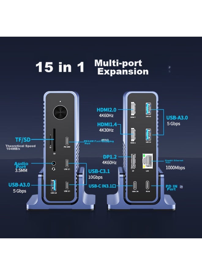Acasis Akasis Desktop Expansion Dock, Type-c Expansion Dock, Dp Expansion Dock, Thunderbolt 4 Expansion Dock, 4k 60hz, Four-screen Independent Display, Hdmi Graphics Card Expansion Dock, Vertical Computer Desk, Ds-7a15 - Image 1