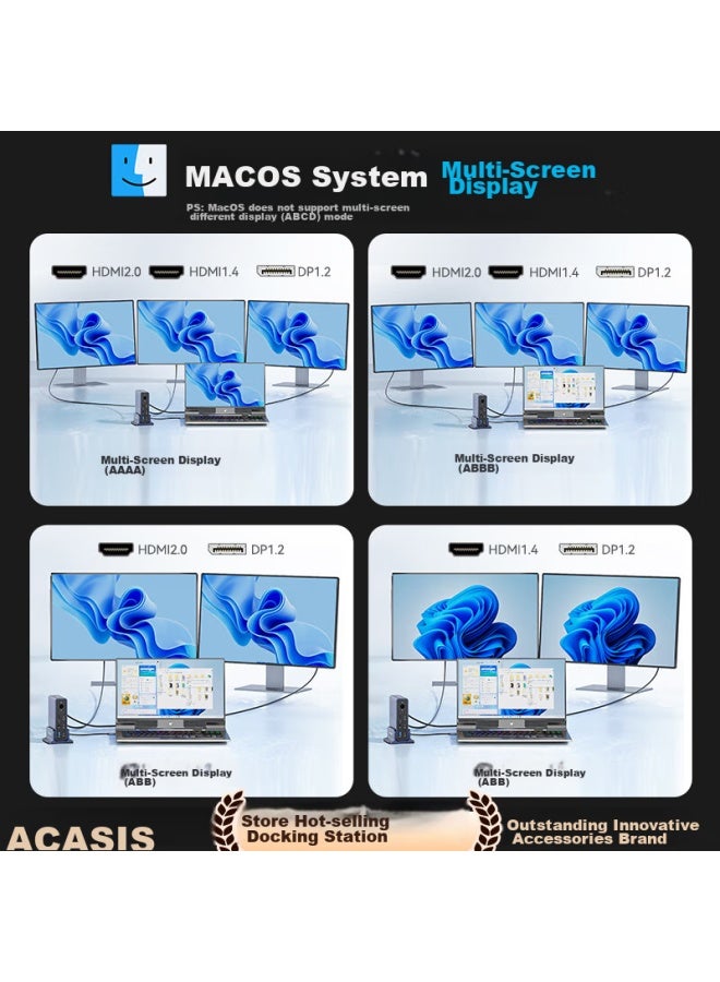 Acasis Akasis Desktop Expansion Dock, Type-c Expansion Dock, Dp Expansion Dock, Thunderbolt 4 Expansion Dock, 4k 60hz, Four-screen Independent Display, Hdmi Graphics Card Expansion Dock, Vertical Computer Desk, Ds-7a15 - Image 4