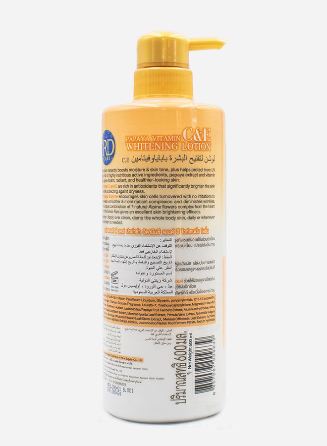 R&D Papaya Vitamin C&E Whitening Body Lotion, 600 ml - Image 2