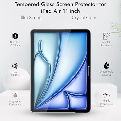 Robustrion 2 Pack Tempered Glass for iPad Air 11 inch M4 / M3 / M2 Screen Protector Guard for iPad Air 11 inch M4/M3/M2 - Image 3