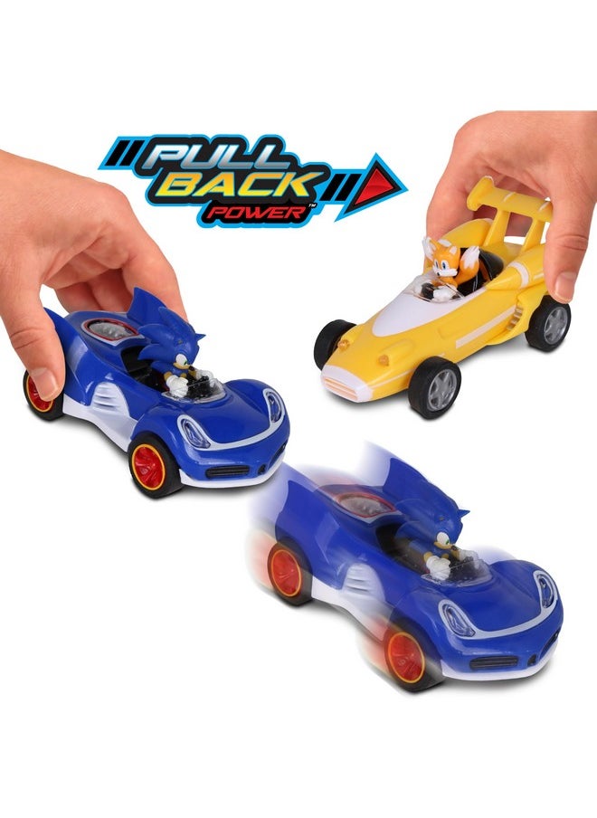 Nkok - NKOK Sonic Transformed All-Stars Racing 2 Pack Pull Back Action: Tails and Sonic Hedgehog, Two Vehicles, Video Game Legends, No Batteries Required, Pull Back - Release - and Watch it go - Image 1