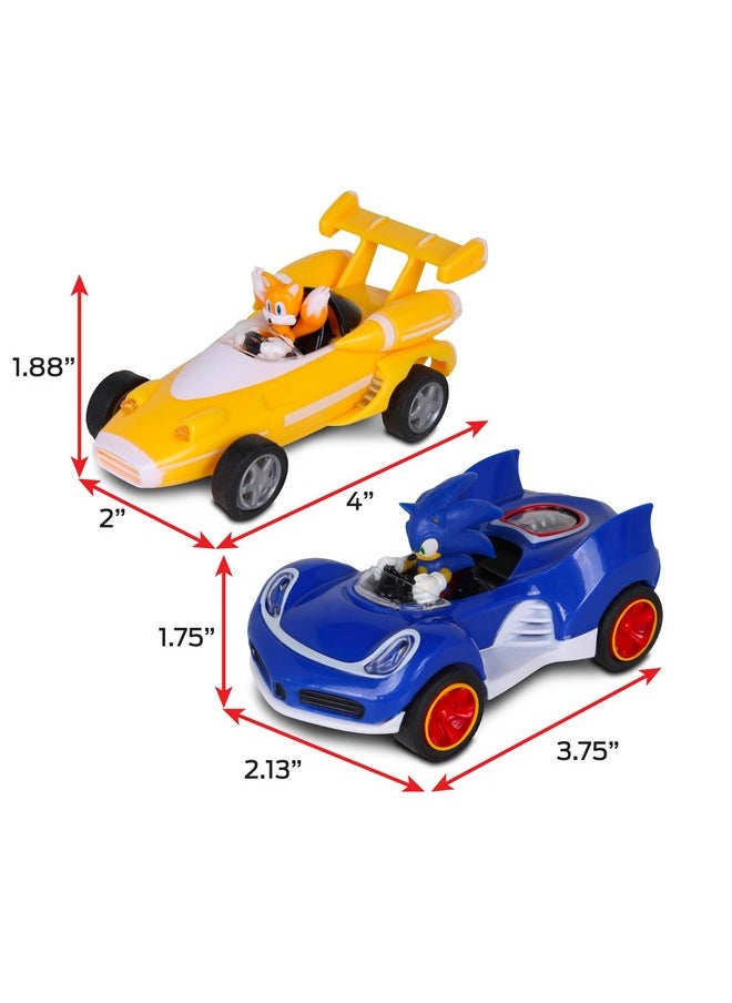 Nkok - NKOK Sonic Transformed All-Stars Racing 2 Pack Pull Back Action: Tails and Sonic Hedgehog, Two Vehicles, Video Game Legends, No Batteries Required, Pull Back - Release - and Watch it go - Image 1